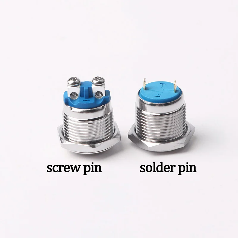 16/19/22mm Metal Push Button Self-resetting Momentary Curved Screw Foot Waterproof Power Button Switch