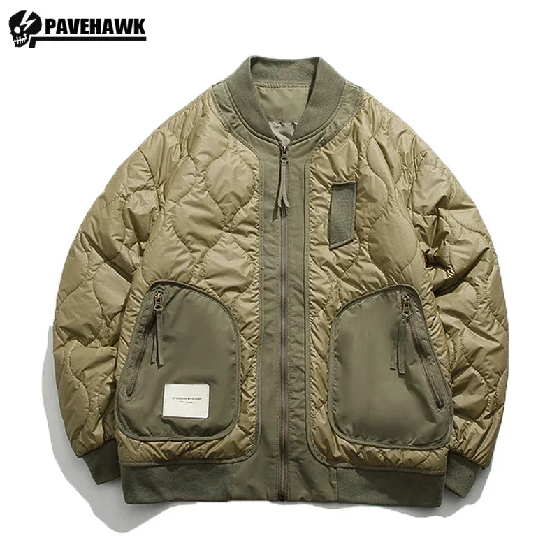 

Men Lightweight Winter Parkas Japanese Retro Color Blocking Casual Loose Baseball Collar Jacket Quilting Thin Couple Cotton Coat