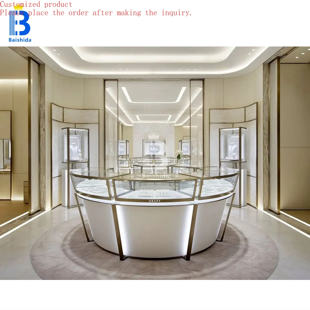 

Custom.Retail Terminal Stainless Steel Display Cabinet with LED Lighting Designed for Shopshow Shopping Mall for Jewelry Store C