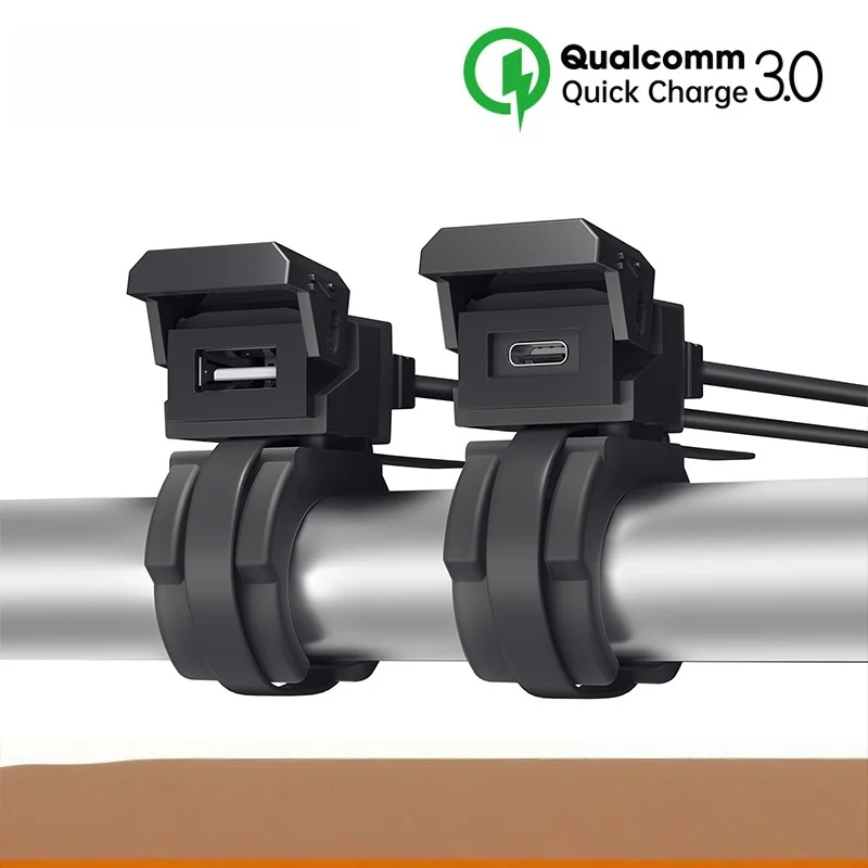 

Зарядное устройство для мотоцикла Extractme QC3.0 2 в 1, USB-адаптеры типа C, водонепроницаемый монтажный кронштейн на руль, зарядное устройство, бортовая розетка