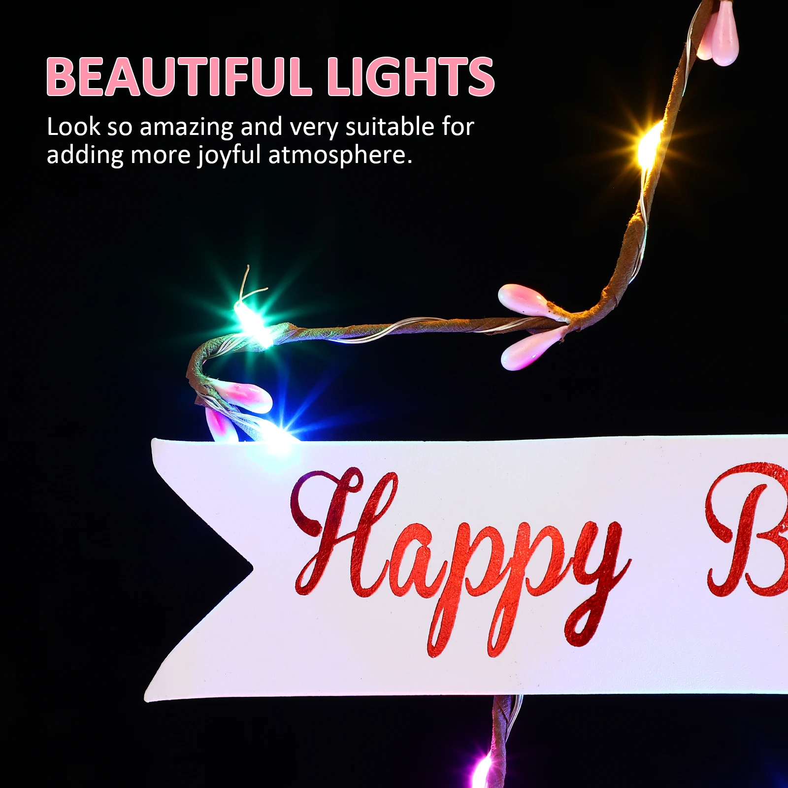 

10pcs Light Up Cake Topper Happy Birthday Letters Kids Party Decorations Plastic LED Cards Cupcake Toppers Cake Decorations