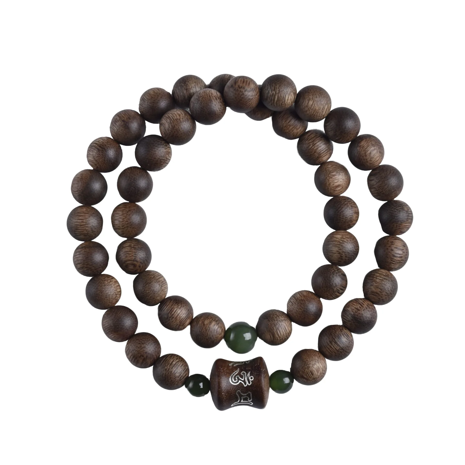 Vietnamese Ten Thousand Year Phuoc Son Red Earth 8mm Bamboo Joint Inlaid Top Bead Agarwood Bracelet Unisex Collectible Jewelry