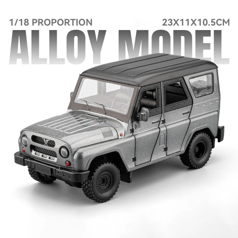 1:18 UAZ Hunter SUV Model Samochodu ze Stopu Metalu Zabawka Odlewana Ciśnieniowo z Napędem Pull Back, Dźwiękiem i Światłem, Samochody Zabawki dla Dzieci, Pojazd