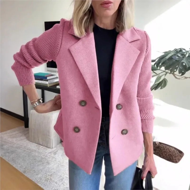 Cappotto da donna elegante stile urbano pendolare 2025 Cappotto da donna versatile da ufficio a maniche lunghe doppiopetto con colletto primaverile