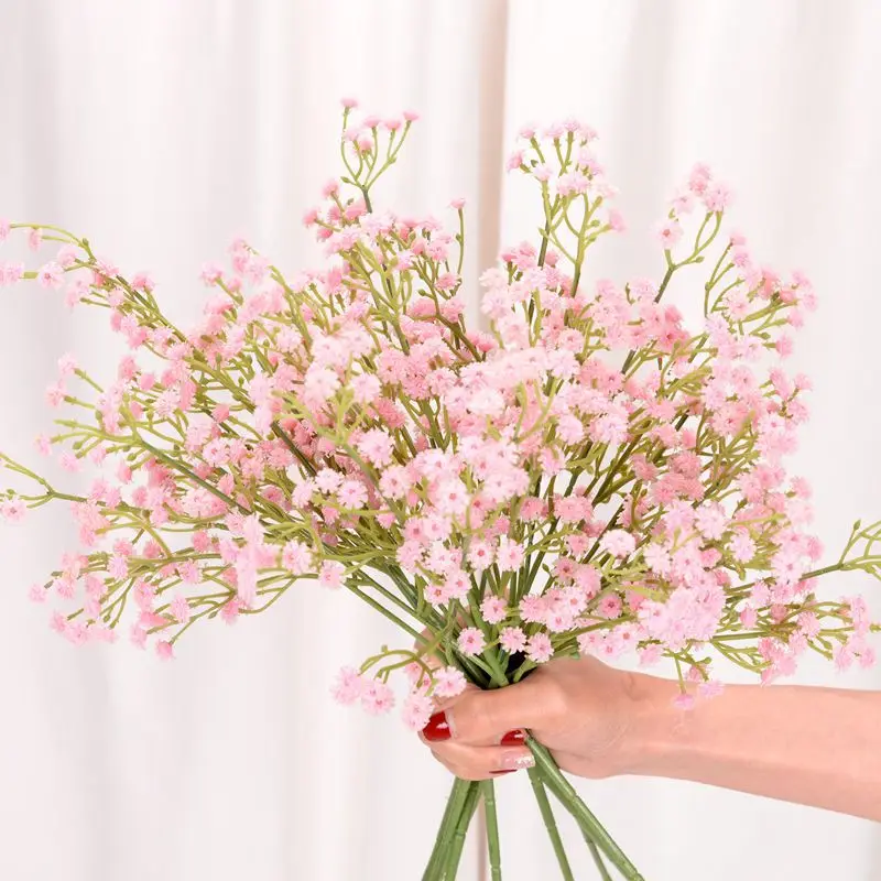 

2Pcs Baby's Breath Artificial Flowers PU Gypsophila Bride Holding Bouquet Feel Fake Flowers for Home Garden Wedding Decoration