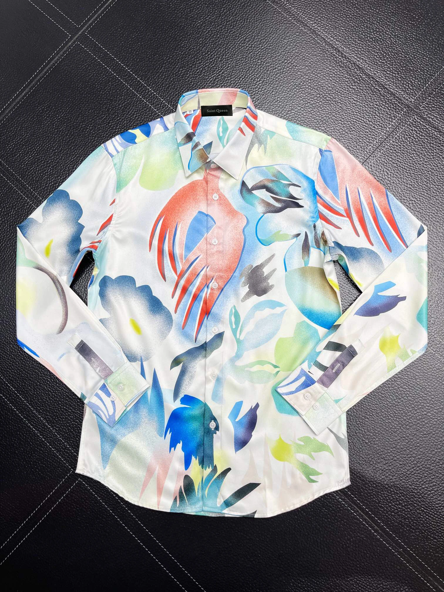 

Saint Queen Men's Shirt Slim Fit Flex Collar Stretch With Fold Harness Men Dress Shirts Button-Down Work Cotton Tops | 685