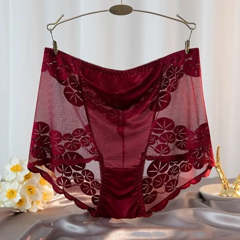 

Lace High-waisted Underwear for Women Sexy Slimmin Breathable Large Size Seamless Pure Cotton Triangular Antibacterial Briefs