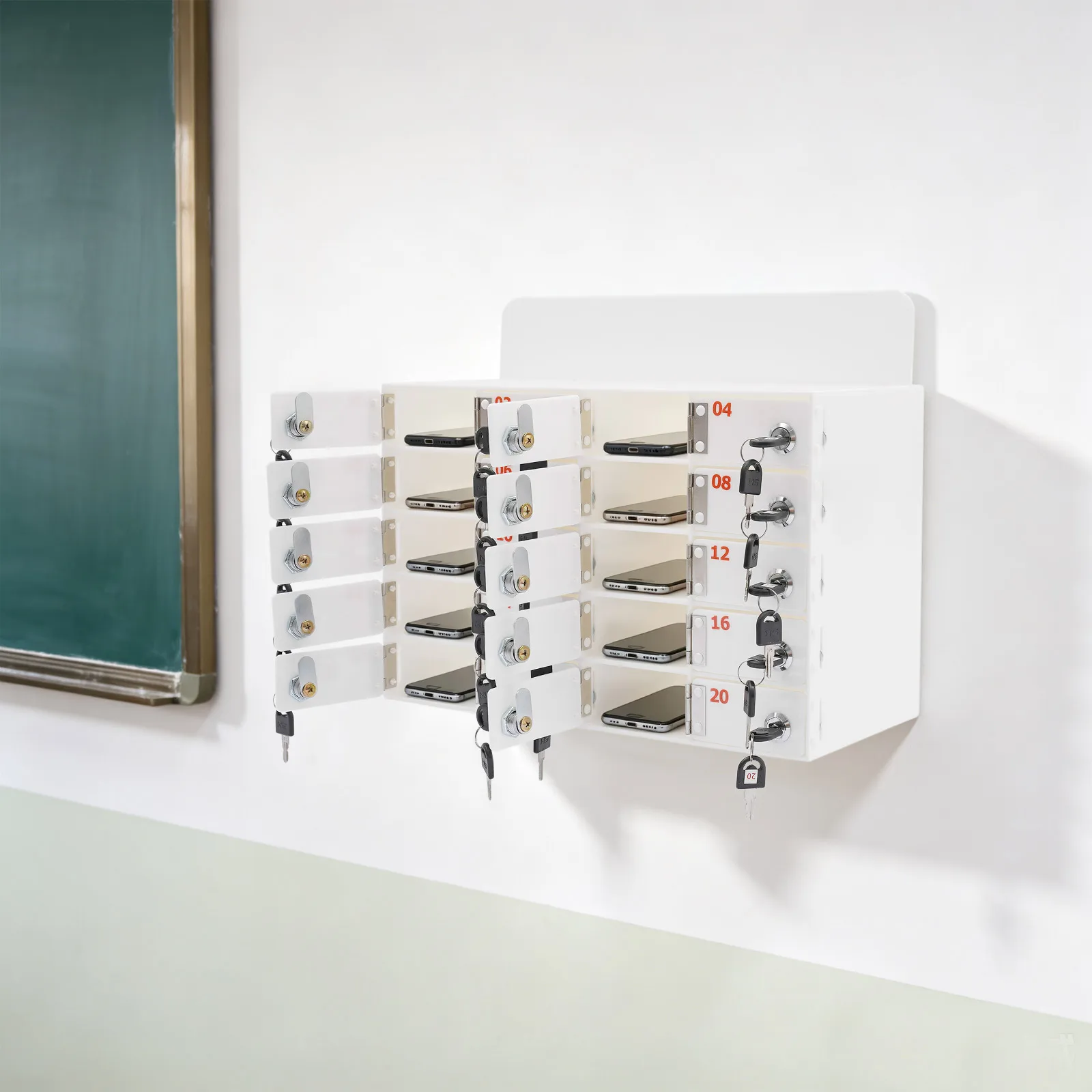 Acrylic Cell Phone Locker Box, Independent Compartment Phone Storage Locker With 2 Keys Per Lock, Countertop/Wall Mounted Detachable Label Plate For Classroom Office Meeting Room Factory Secure