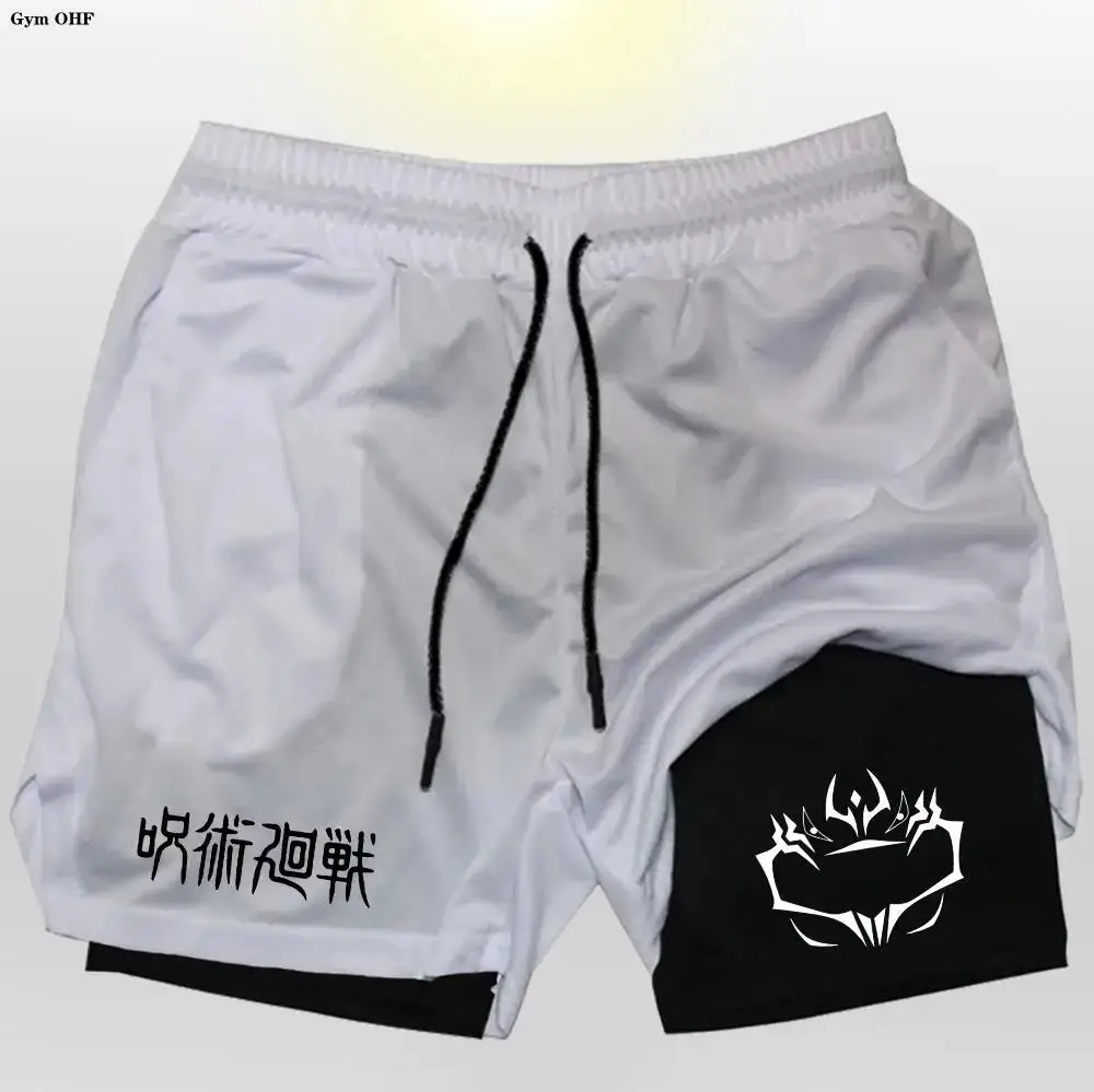 

Jujutsu Kaisen Compression Shorts Men Fitness Gym Running Double Layer 2-In-1 Short Pants Rashgard AnimePerformance