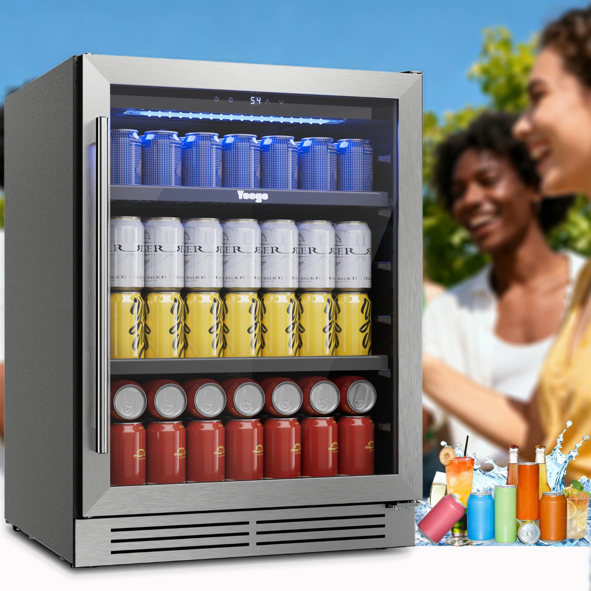 

60/100/180 Cans Beverage Refrigerator Cooler - 24 Inch Dual Zone Wine & Beverage Cabinets Mini Fridge for Beer Drink Home Office