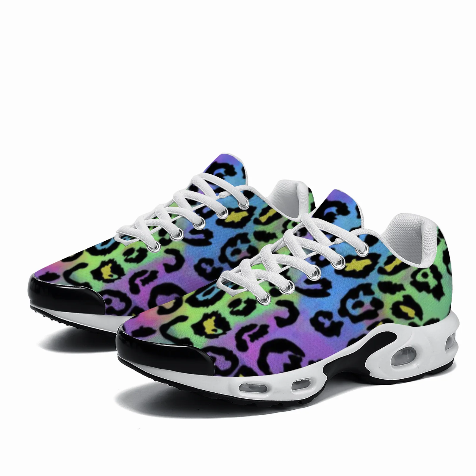 

Customizable colorful leopard print casual air-cushioned shoes breathable mesh upper unisex athletic shoes