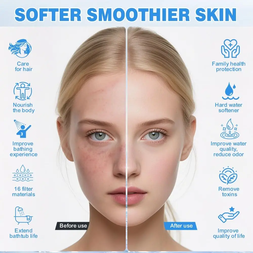 

Фильтр для воды для ванны емкостью 5000 галлонов, смягчитель жесткой воды, удаляет фторид хлора, фильтр для ванны, без BPA, термостойкий