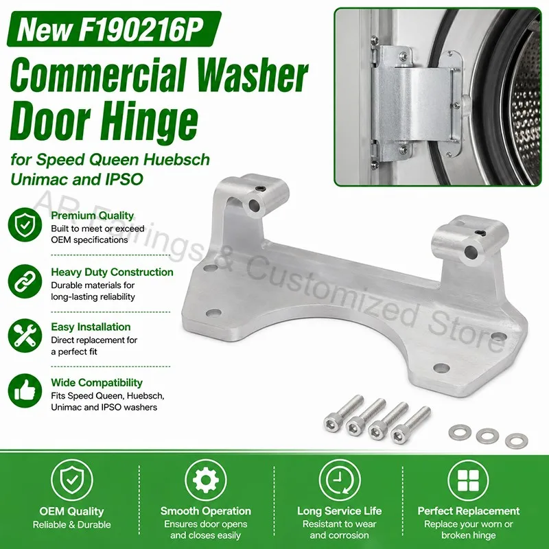 Nuevo reemplazo de bisagra de puerta para lavadora comercial F190216P para lavadoras Speed Queen, Huebsch, Unimac, IPSO. Referencia cruzada F150224.