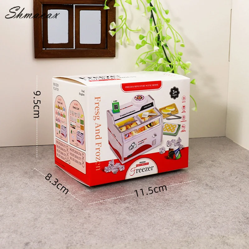 1:12 Dollhouse Miniature Supermarket Miniature Refrigerator Freezer DIY Furniture Home Model Decor Toy Doll House Accessories