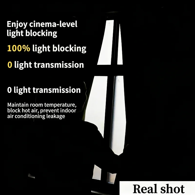 Full Blackout Window Curtains Heat Insulation Energy Saving Drapes with S Hooks for Home Living Room Kitchen Privacy Drapes