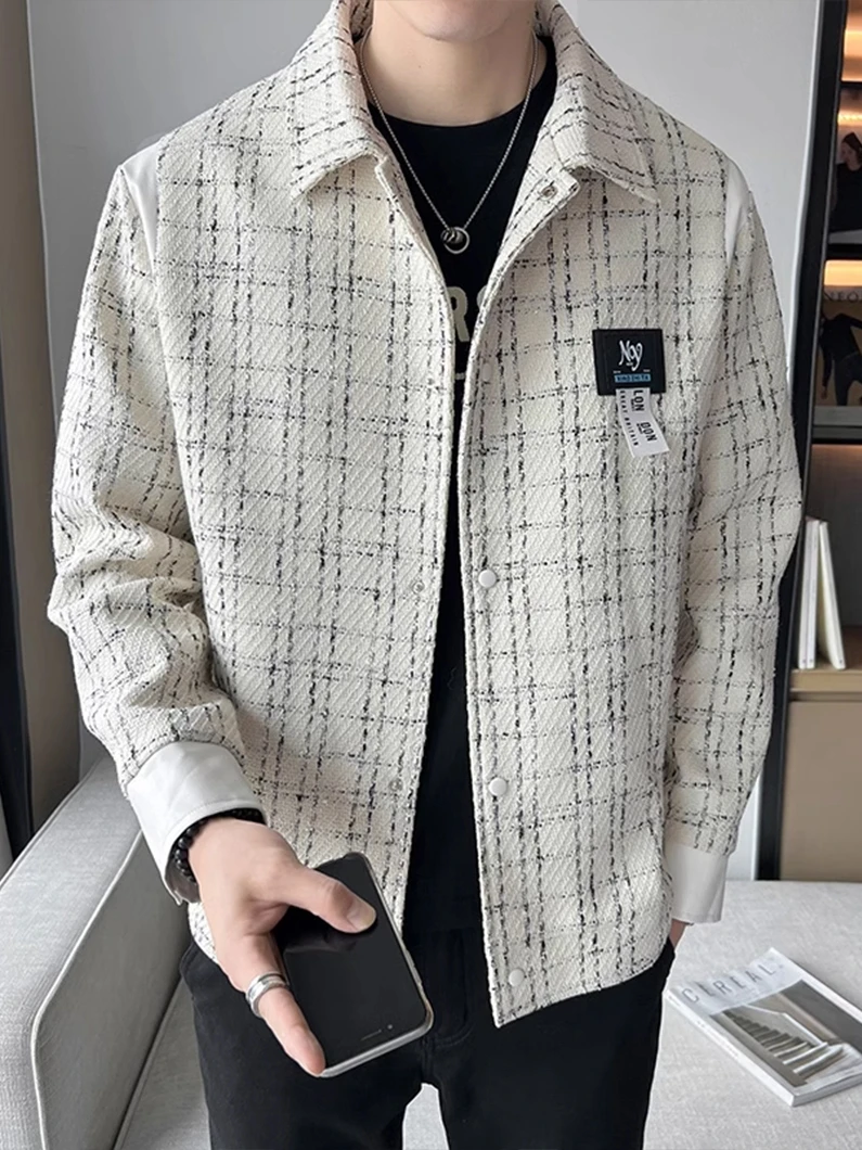 

Корейская мужская весенне-осенняя клетчатая куртка в молодежном стиле, на одной пуговице, с длинными рукавами, приталенная, ветрозащитная, повседневная верхняя одежда