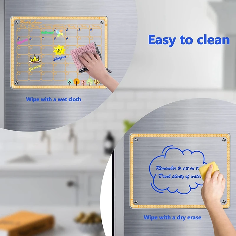 Small Dry Erase Board For Fridge, 2Pack 15.7X11.8 Inch Clear Calendar Planner Board For Refrigerator