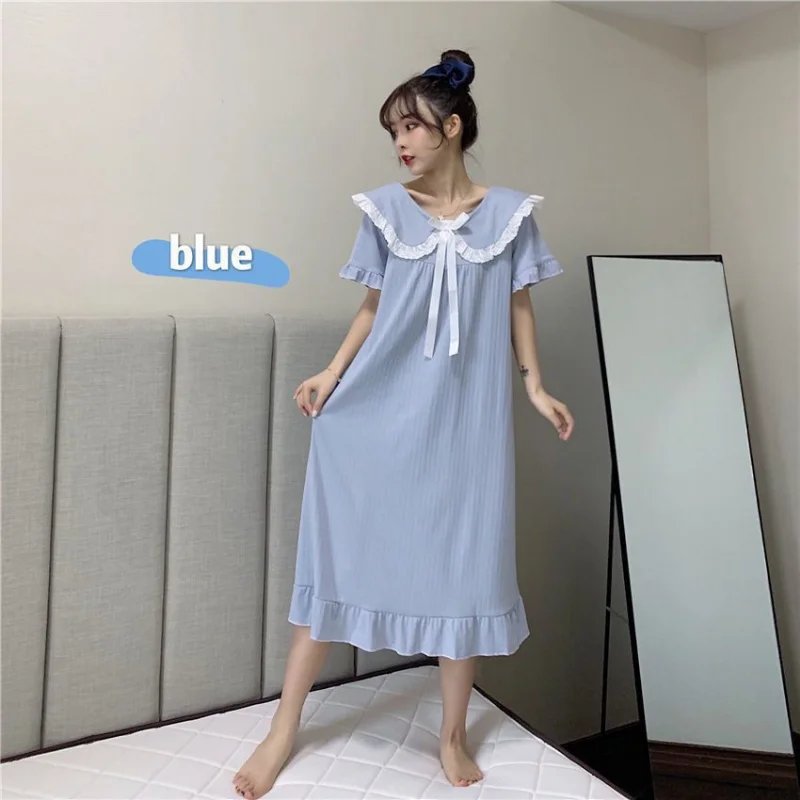 Nightgowns Women Tender Elegant Popular Casual Long Sleeve Nightdress Loose Ruffles Patchwork Bow Sleepwear Large Size 3XL