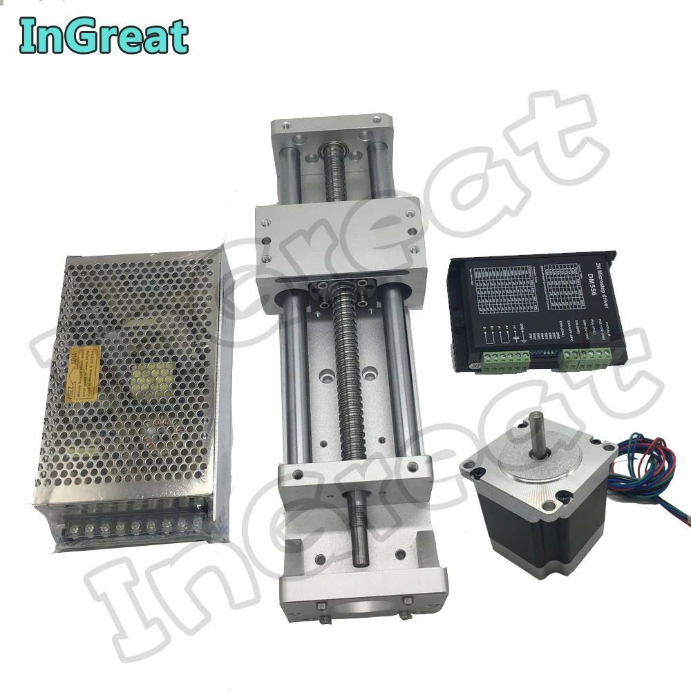 

100MM 200MM Stroke Linear Module Sliding Table Cross Slide Linear Stage SFU1605 BallScrew Motion & Motor Driver & Supply Power