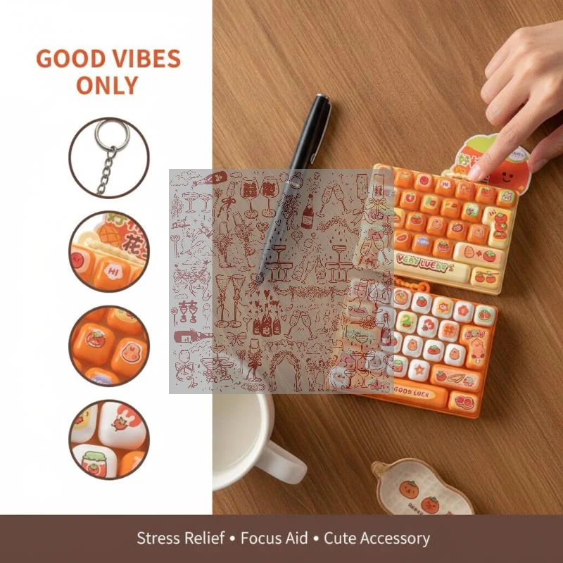 Mini Pendant Stress-relief Toy 26-Key Decompression Button Toy Keychain Stress Relief Fidget Toy Bag Hanging Ornament