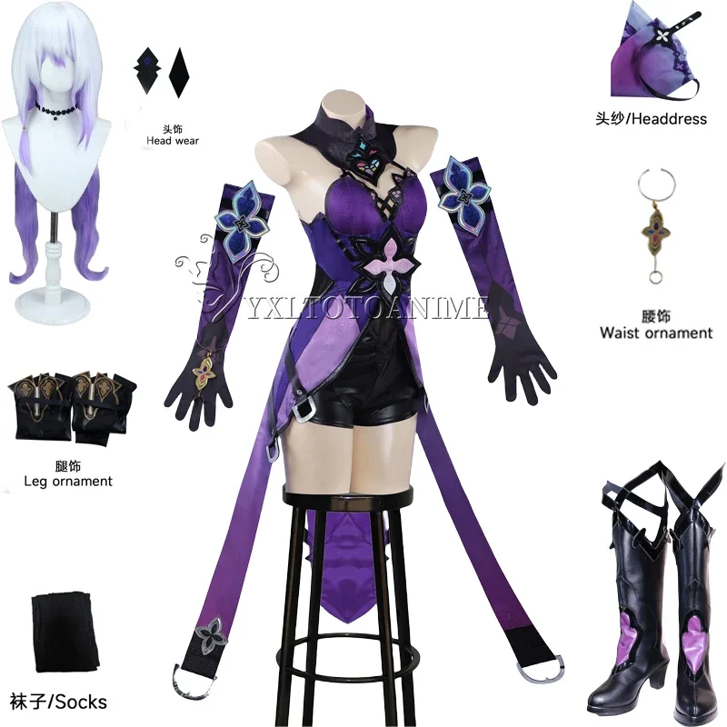 Zwarte Zwaan Cosplay Honkai Star Rail Kostuum Schoenen Pruik Jurk Uniform Halloween Feestjurk Voor Vrouwen Comic Con Anime Spel