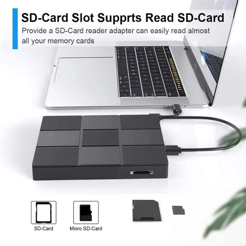 G6DD Multifunctional External DVD Drive with USB and Type C Port for Laptops