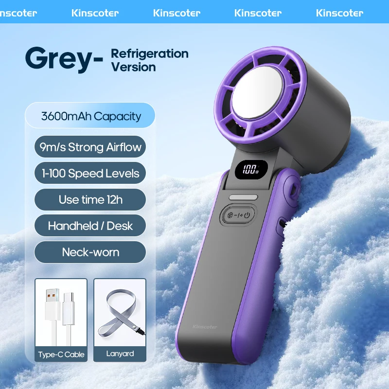 Draagbare hoge snelheid koeling handventilator 3600 mAh oplaadbaar 100 windsnelheden verstelbare mini opvouwbare luchtkoeling turboventilator