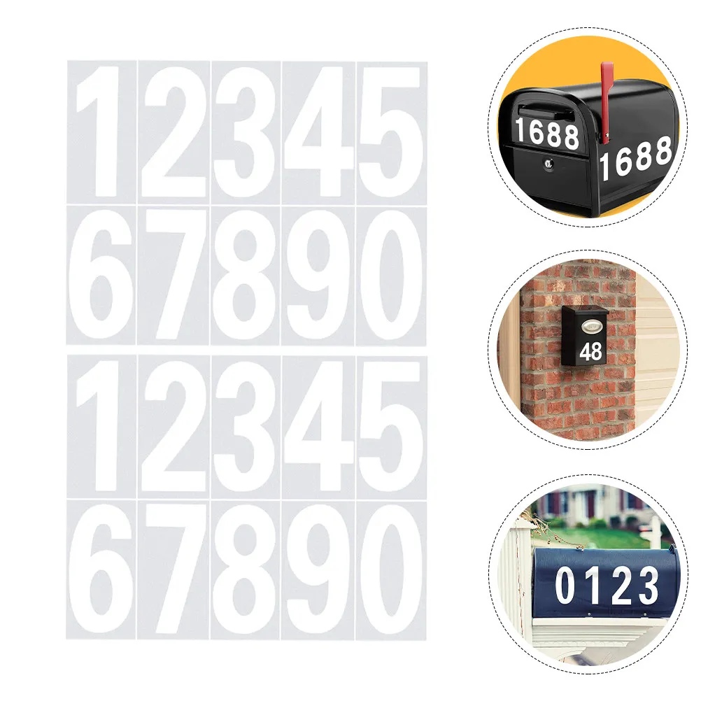 2Pcs Reflective Digital Number Stickers Self Adhesive Mailbox Address Labels Outdoor Weatherproof Number Decals for Front