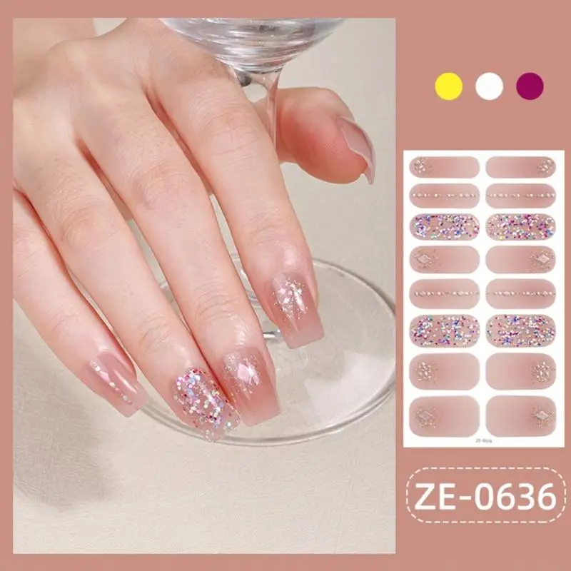 Q1FB Unghie scintillanti Strisce smalto Adesivo per unghie artistiche Adesivi per manicure Adesivo per smalto per unghie per