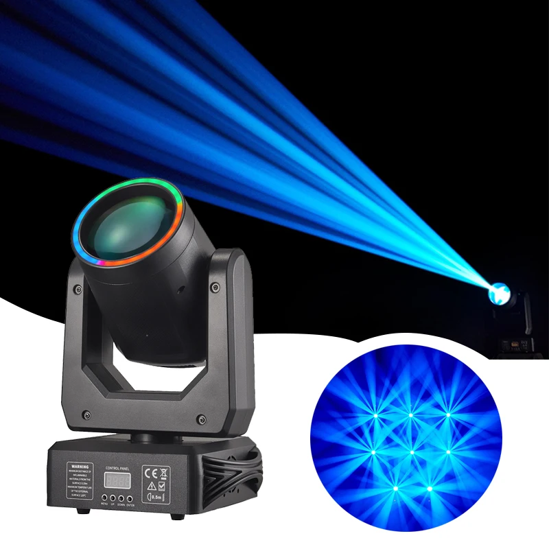 Mini luz móvel de feixe LED menor que 230W 7R Sharpy 150W cabeça móvel LED com efeito de anel LED RGB