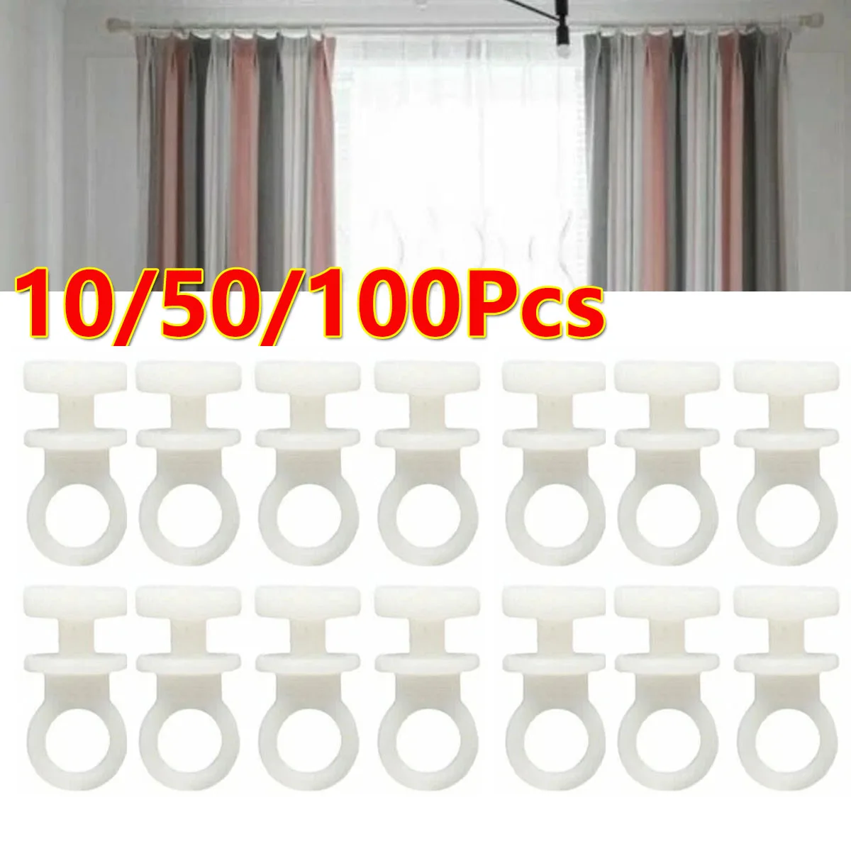 10/50/100Pcs Nylon Curtain Track Hooks Runner For Camper Van Motorhome Caravan Boat Car Track Wheel Curtain Rod Hook Hanging DIY