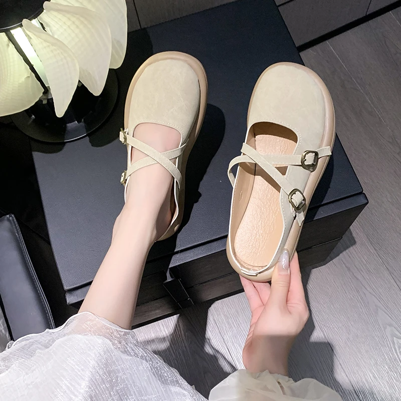 New Round Toe Shallow Mouth Breathable Solid Color Simple Flat Women's Shoes Comfortable Casual Elegant Slippers Chaussure Femme