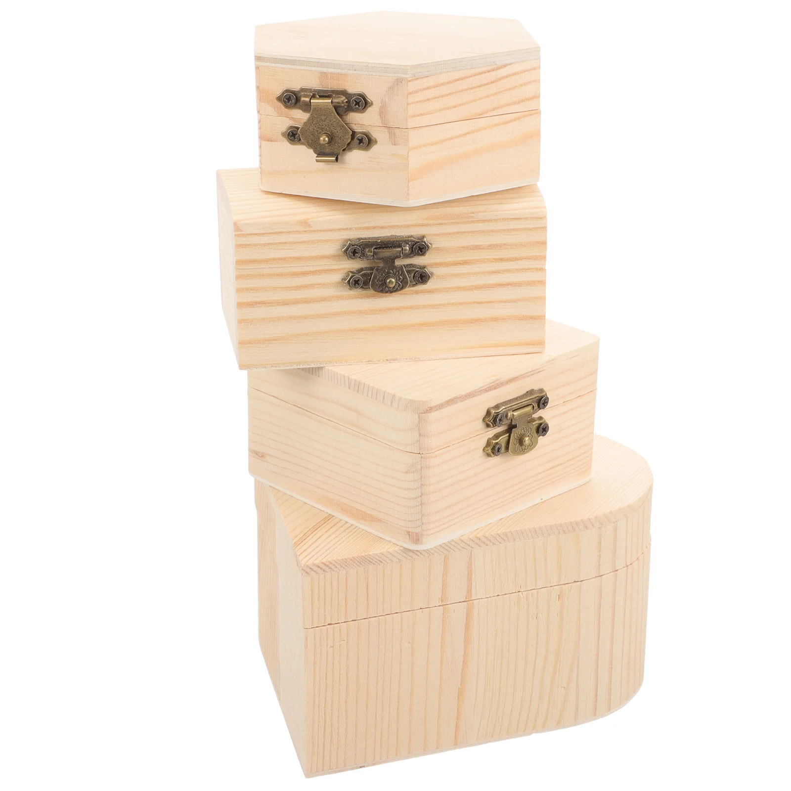 4 Pcs Handmade DIY Wooden Storage Box Snowflake Mud Pearl Mold Ultra-light Clay Love Jewelry Wicker Basket Crate Case