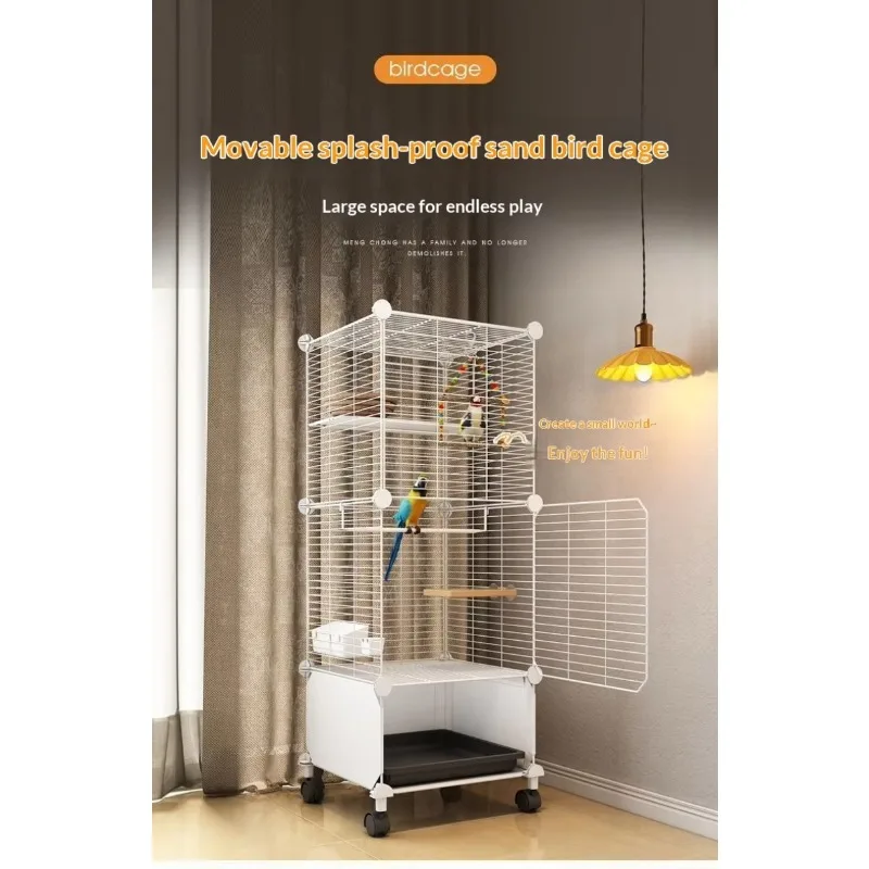 Large Bird Cage Metal Flight Birdcage for Parakeets Cockatiels Parrots Macaw with Rolling Stand and Tray Parrot Canary Bird Cage