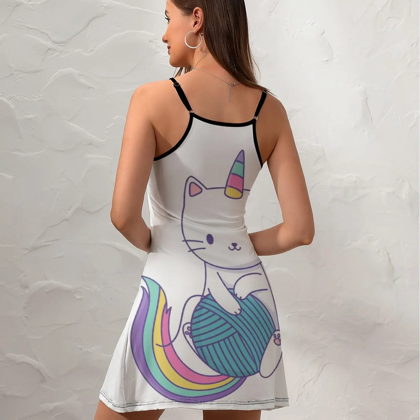 Sexy  Woman's Gown Suspender Dress Divertidos De Cat Unicornio For Sale (2)  Women's Sling Dress Casual Graphic Cocktails Humor