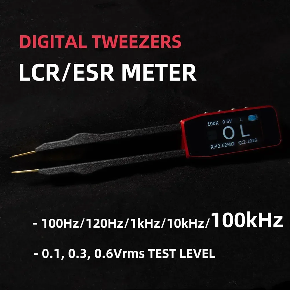 LCR-1S 100kHz Tweezer Bridge LCR Tester Capacitor Diode Resistor Capacitor Inductor Continuity Test Multimeter Tool