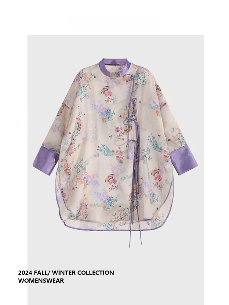 

Женская внутренняя одежда Ele Purple Gold с принтом в китайском стиле, модель Forever 2 Commute Sle Long Sve, класса люкс, для осени и зимы