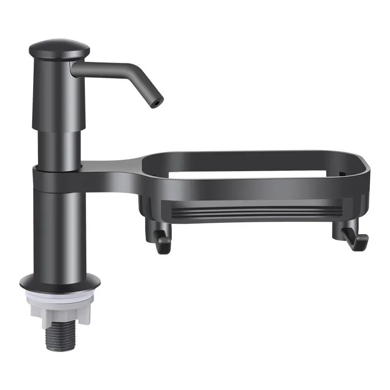 موزع صابون كونترتوب/تحت الحوض مزدوج الاستخدام مع أنبوب، منظم رف صابون الأطباق موفر للمساحة لملحقات تخزين المطبخ