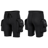 Men Wetsuit Shorts 3mm Neoprene Diving Shorts with Pocket Man Surfing Pants for Water Sports Swimming Snorkeling Boating Scuba