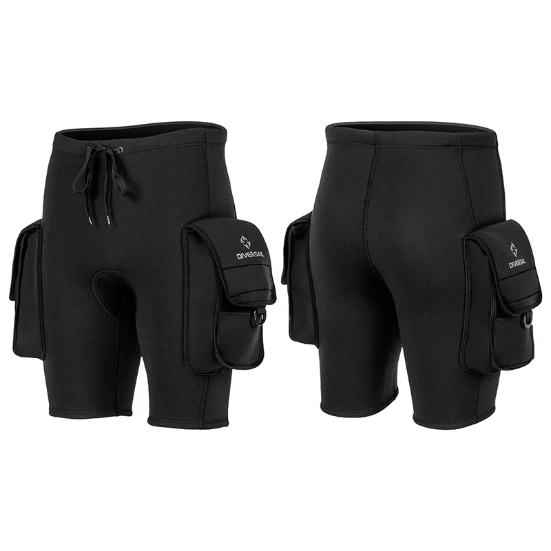 Men Wetsuit Shorts 3mm Neoprene Diving Shorts with Pocket Man Surfing Pants for Water Sports Swimming Snorkeling Boating Scuba