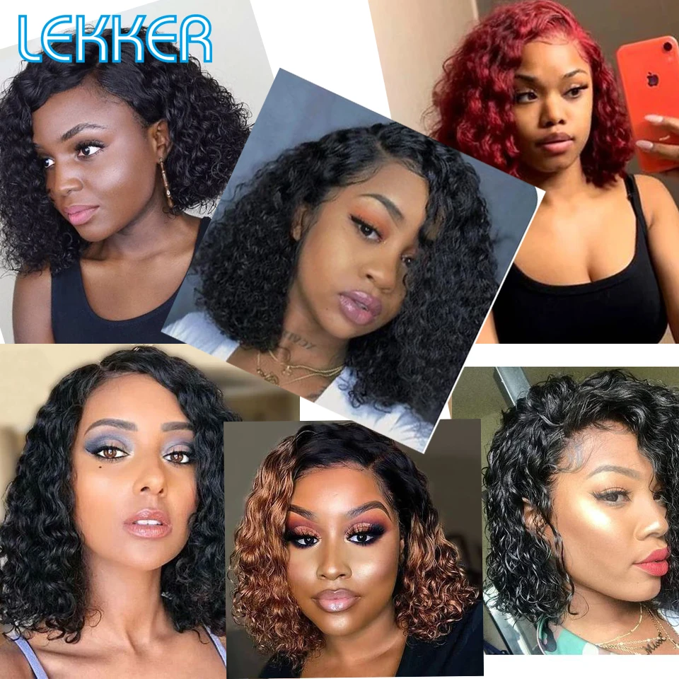 Lekker-Afro Curly Bob Perucas de Cabelo Humano para Mulheres, Cabelo Remy Brasileiro, Glueless, Pronto para Vestir, Burg Red, Curto e Kinky, Parte