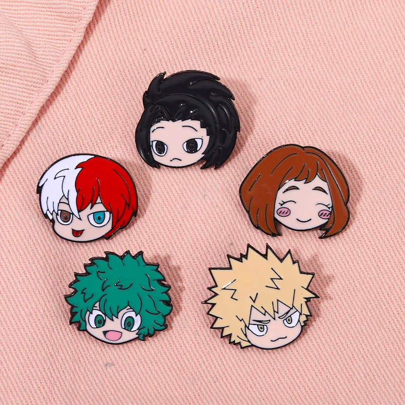 Hero School Enamel Pins Custom deku Todoroki Shoto URARAKA Katsuki Brooches Lapel Badges Cartoon Jewelry Gift for Kids Friends