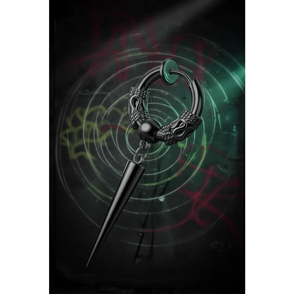 

Серьги-кольца в корейском стиле из нержавеющей стали с длинной цепочкой, подвесками в виде перьев, листьев, черепов и острог для мужчин, женщин и мальчиков