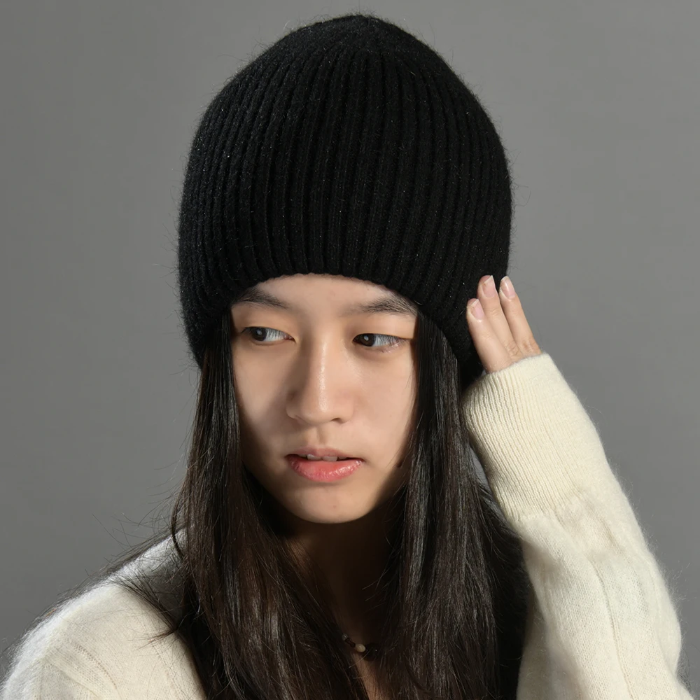 

Jxwatcher Winter Cashmere Wool Blend Skullies Hats Black Color Double Layer Warm Knitted Beanies Special Offer Link New Arrival