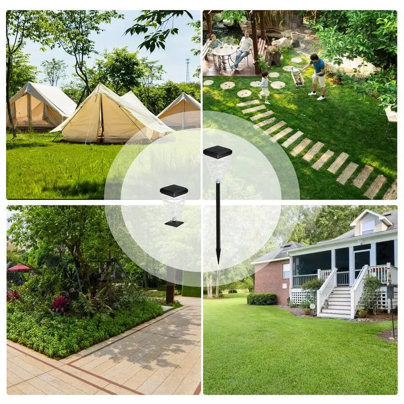 Solar Pathway Lights 5 Color Modes Outdoor Pathway Lighting Waterproof Stake-Mounted LED Auto On Off Post Lamp For Fence Stair