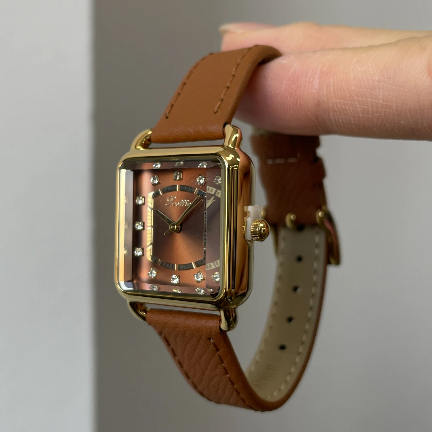 CILOA براون المرأة مربع ريترو العلامة التجارية الفاخرة أصيلة 2025 هدية جديدة العصرية موضة عادية مقاوم للماء ساعة كوارتز جودة عالية #2