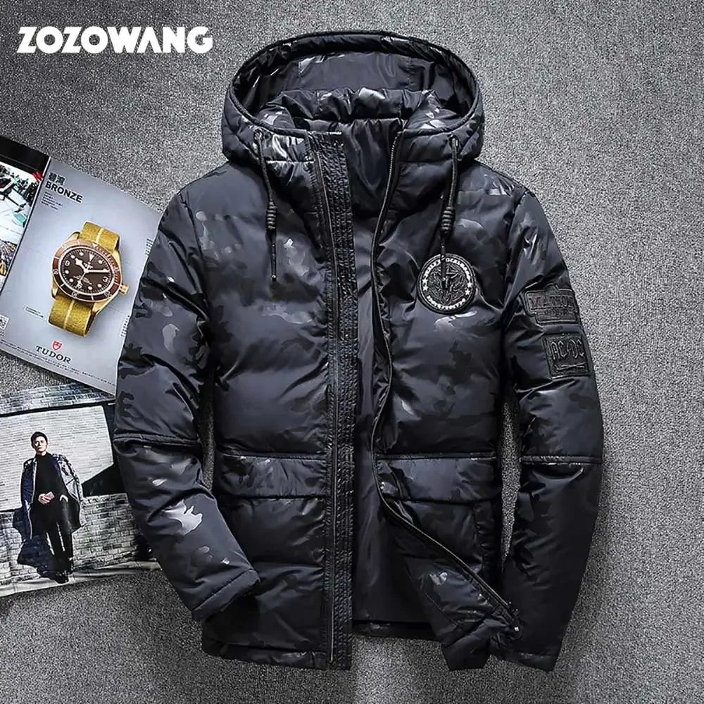 ZOZOWANG 2023 New Parka Men\'s Winter Jacket Thick Snow Parkas Overcoat White Duck Down Jacket Men Windbreaker Down Coat Plus Siz