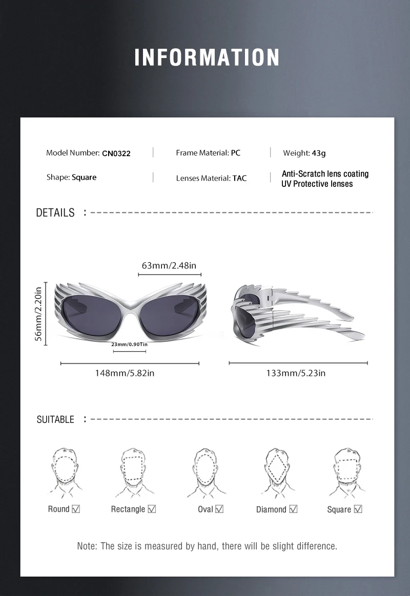 CRIXALIS Y2k Wrap Runde Goggle Männer Sonnenbrille 2025, Mode Sport Sonnenbrille Frauen Brillen Trendy Marke Design Shades UV400 – Detail 5
