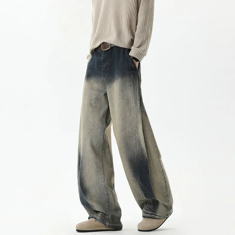 LUZHEN 2026 New Original Vintage Style Tie-dyed Design Loose Straight Casual Jeans Men Fashion Handsome Male Denim Pants JY7980