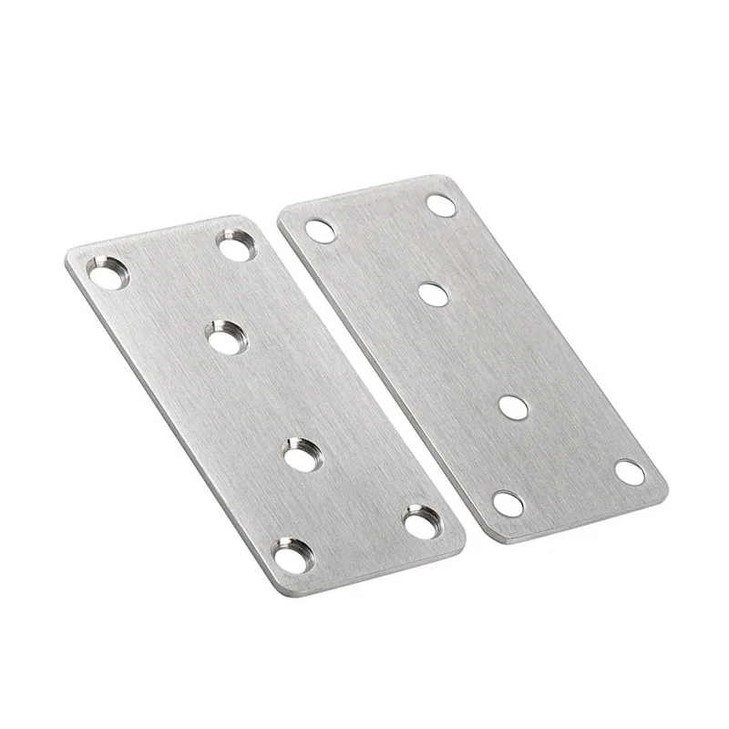 1/10x Stainless Steel Straight Bracket 6 Hole Metal Flat Repair Plate with Screw Wooden Flat Plate Angle Code Furniture Fastener